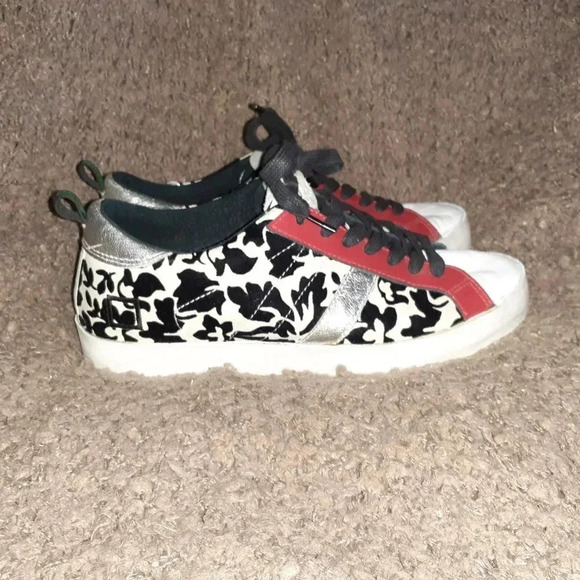 D.A.T.E. PREMIUM SNEAKER-White/Red/Silver/Black-Leather/Suede Patent-Sz 6.5-EX - Picture 4 of 7